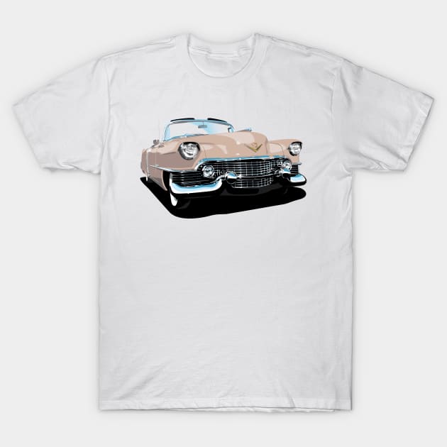 1954 Cadillac Series 62 Convertible in dusky pink T-Shirt by candcretro